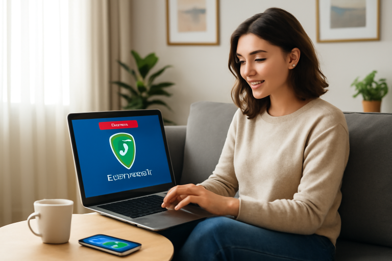 Imagem de um aplicativo antivírus protegendo um dispositivo