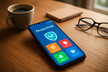 Imagem ilustrativa de um aplicativo antivírus protegendo um dispositivo móvel.