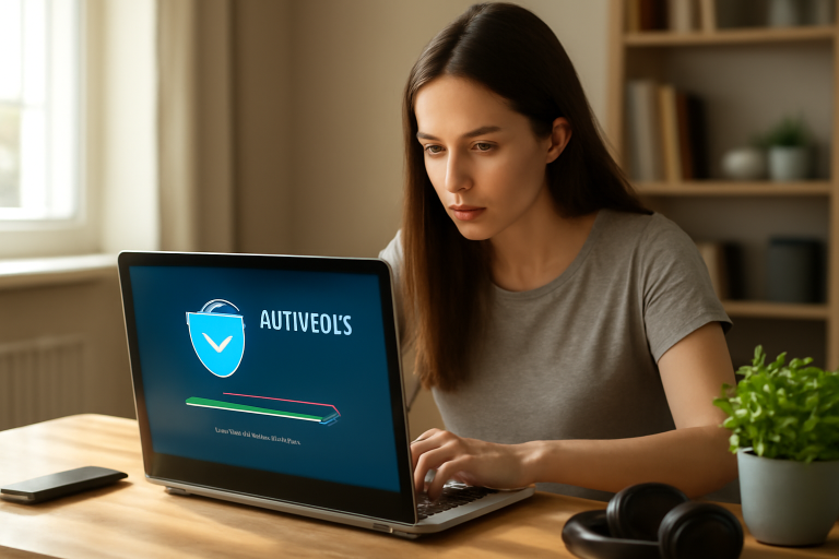 Imagem de uma tela de computador com um antivírus ativo protegendo informações.