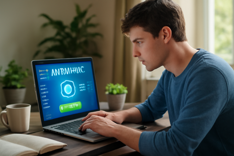 Imagem ilustrativa de um antivírus protegendo dispositivos durante a navegação na internet.