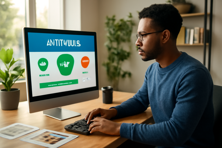 Imagem de aplicativos antivírus protegendo arquivos e senhas.