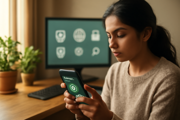 Imagem de um smartphone protegido por aplicativo antivírus.