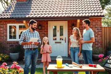Imagem representativa de famílias reformando suas casas com apoio de empréstimo para construção.