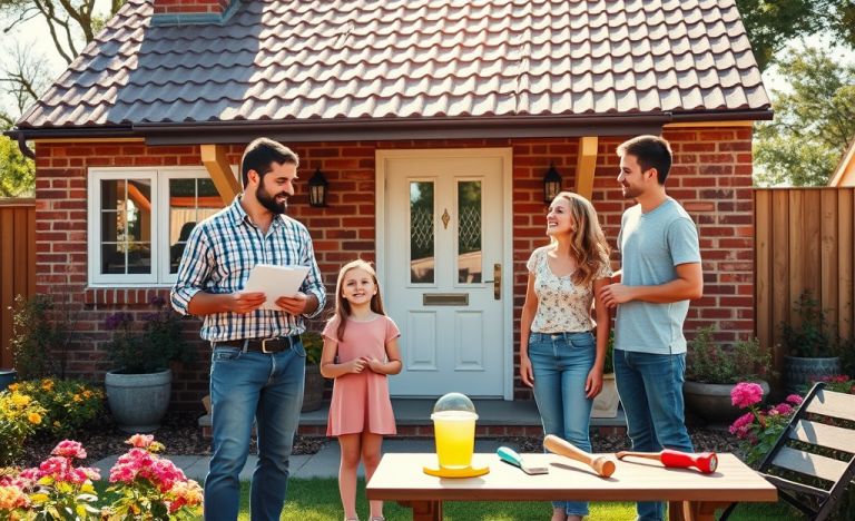 Imagem representativa de famílias reformando suas casas com apoio de empréstimo para construção.