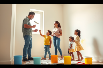 Imagem representando o Empréstimo Para Pequenas Reformas, mostrando uma casa em reforma com materiais e ferramentas.